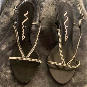 Nina rhinestone studded strap heels